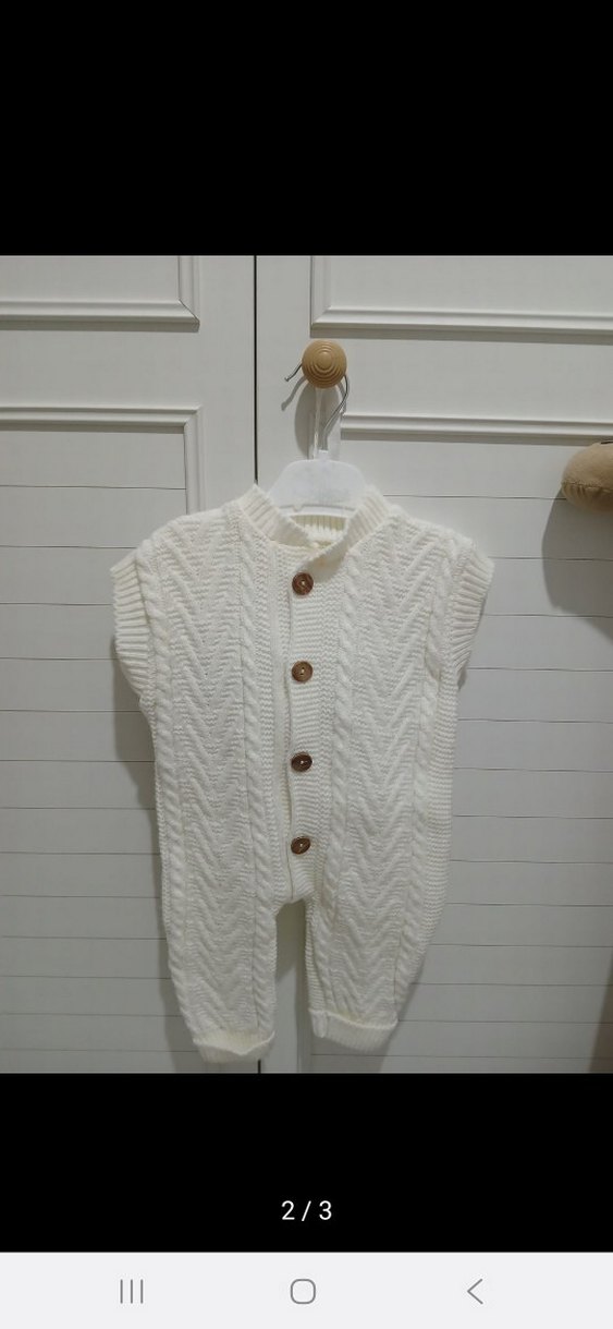 Beyaz Triko Erkek Bebek Tulum - Görsel 2