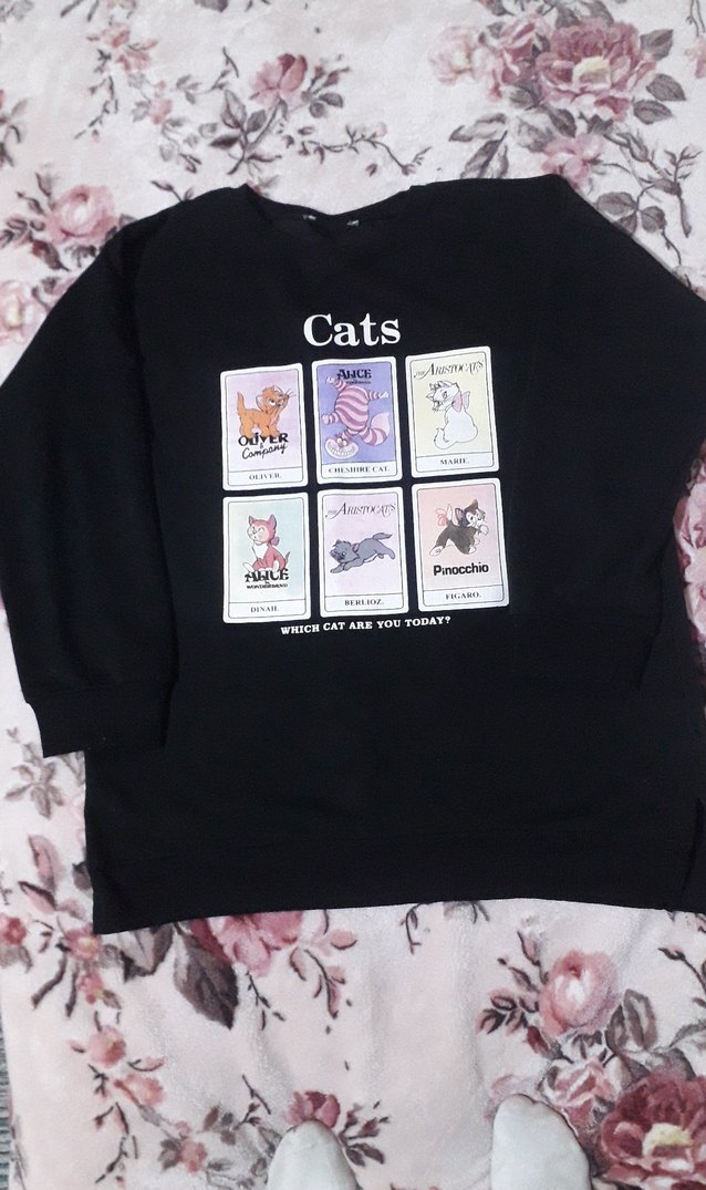 Kız Çocuk Siyah Uzun Kollu Baskılı Tişört - Görsel 3