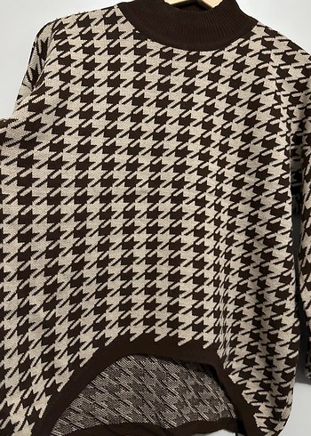 Kadın Kahverengi Örgü Yüksek Yakalı Kazak - Görsel 2