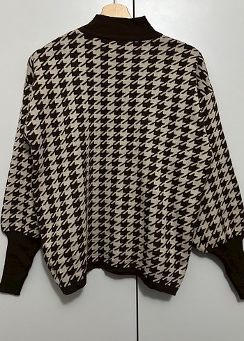 Kadın Kahverengi Örgü Yüksek Yakalı Kazak - Görsel 4