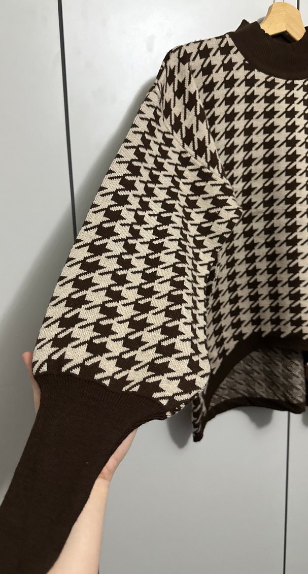 Kadın Kahverengi Örgü Yüksek Yakalı Kazak - Görsel 3