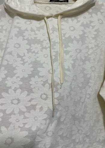 Desenli Kapüşonlu Beyaz Sweatshirt - Görsel 3