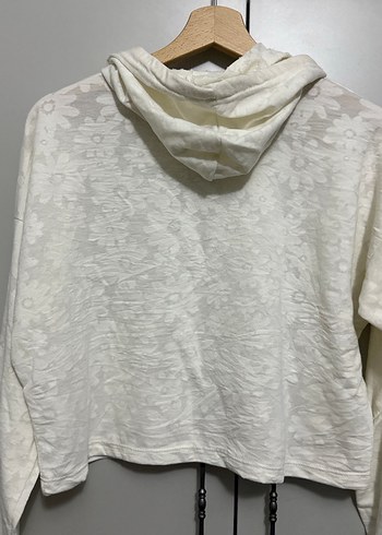 Desenli Kapüşonlu Beyaz Sweatshirt - Görsel 4