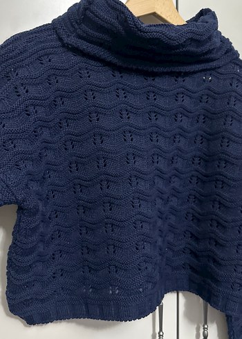 Lacivert Örgü Boğazlı Kadın Kazak - Görsel 4