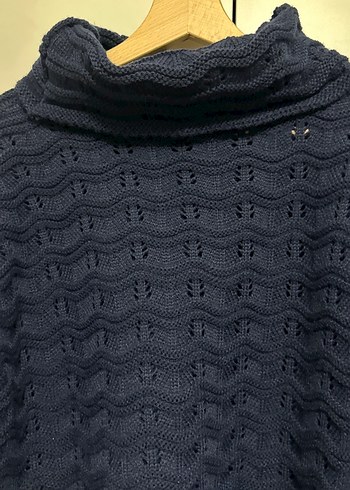 Lacivert Örgü Boğazlı Kadın Kazak - Görsel 2