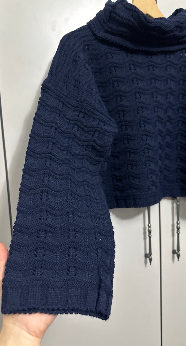 Lacivert Örgü Boğazlı Kadın Kazak - Görsel 3