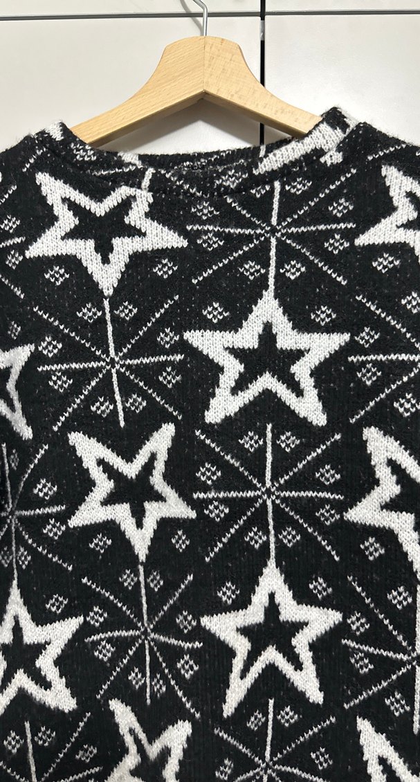 Desenli Siyah Örgü Kadın Kazak - Görsel 2