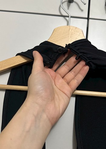 Siyah Kemerli İnce Askılı Midi Mayo - Görsel 4