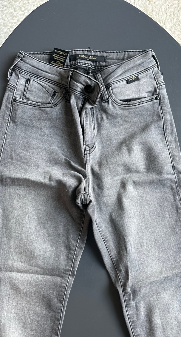 Koyu Gri Normal Boy Kadın Denim Pantolon - Görsel 2