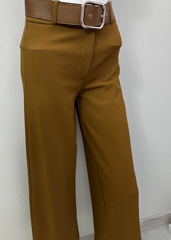 Kahverengi Kemerli Kadın Deri Pantolon - Görsel 3
