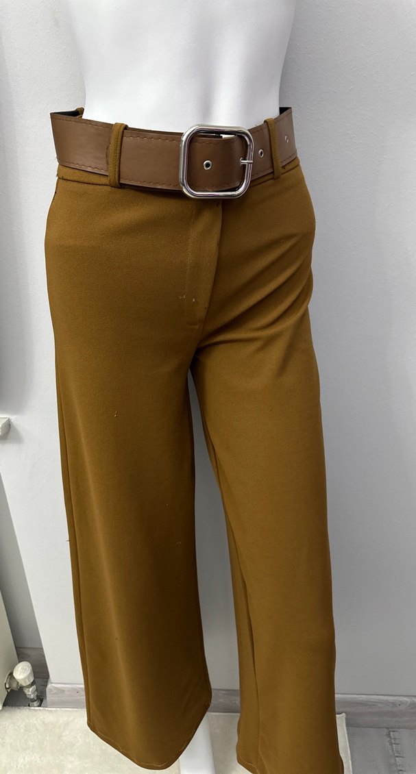 Kahverengi Kemerli Kadın Deri Pantolon - Görsel 4