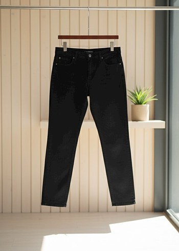kadın Siyah Regular Fit Denim Pantolon