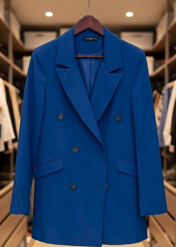 Düğmeli Lacivert Kadın Blazer Ceket