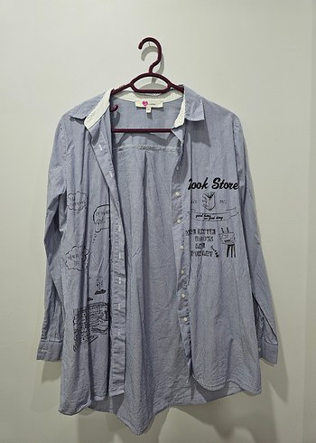 Koton Mavi Denim Midi Gömlek