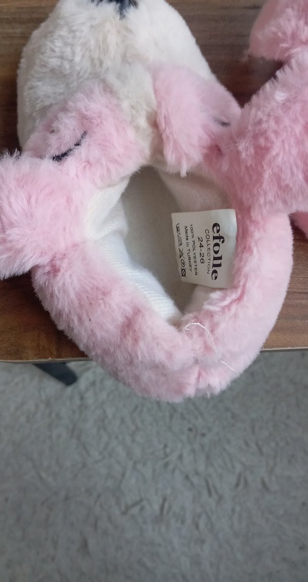 Kız Çocukları İçin Pembe Peluş Terlik - Görsel 3