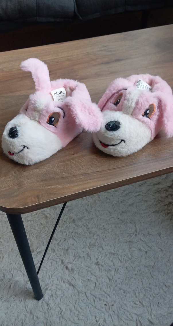 Kız Çocukları İçin Pembe Peluş Terlik - Görsel 5