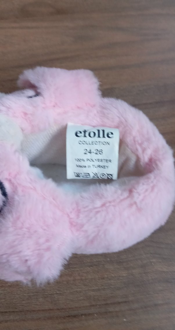 Kız Çocukları İçin Pembe Peluş Terlik - Görsel 4