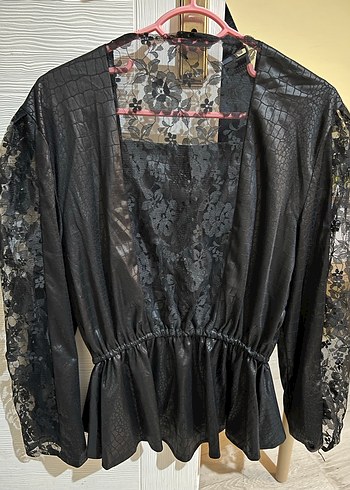 Diğer Deri Görünümlü Vintage Peplum Bluz