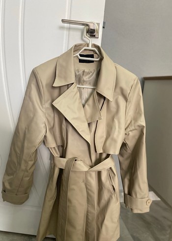Bej Midi Kemerli Kadın Trençkot - Görsel 3