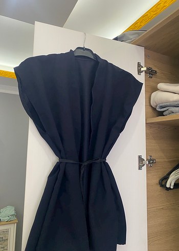 Koyu lacivert Uzun Kolluksuz yelek - Görsel 2