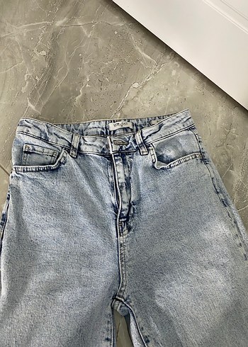 Kadın Gri Bol Kesim Midi Denim Jean - Görsel 2