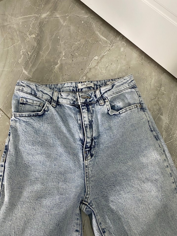 Kadın Gri Bol Kesim Midi Denim Jean - Görsel 2