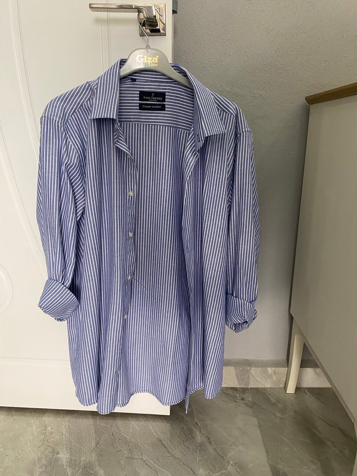 Mavi Çizgili Uzun Kollu Gömlek - Görsel 2