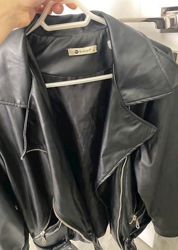 Kadın Siyah Deri Biker Ceket - Görsel 3