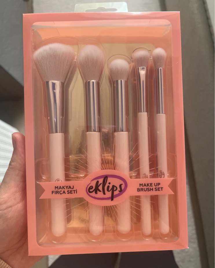 Pembe Eklips Makyaj Fırça Seti 5'li - Görsel 2