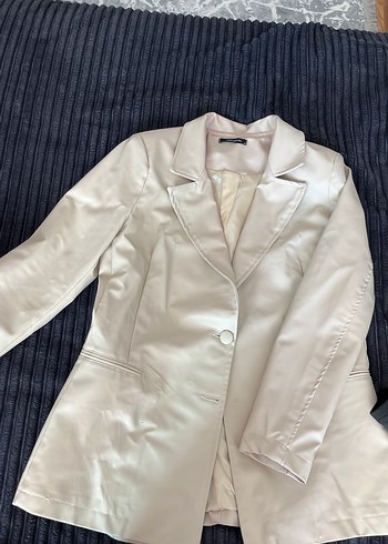 38 Beden ten rengi Renk Bej Midi Kadın Blazer Ceket