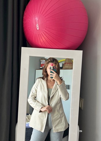 Bej Midi Kadın Blazer Ceket