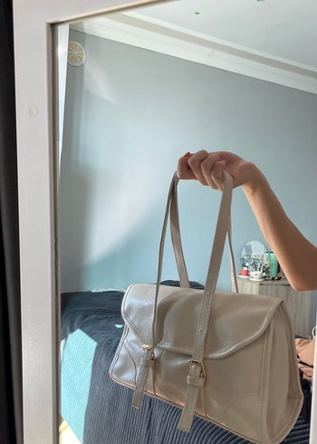 Shule Bags Calvino Vintage Krem Deri Çanta