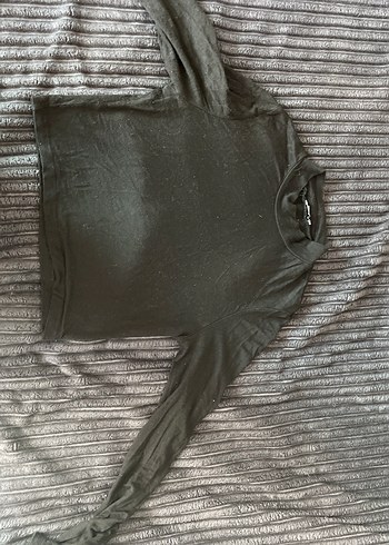 m Beden Siyah penye kumaş crop bluz