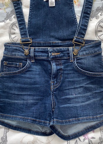 Kadın Lacivert Kot Mini Salopet - Görsel 2