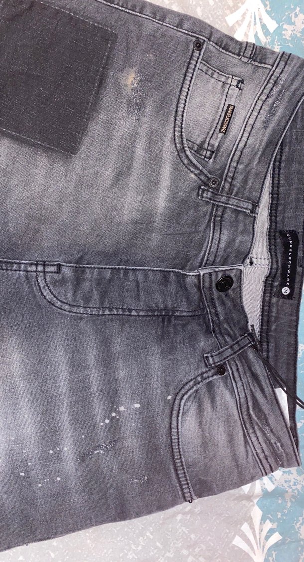 Düğmeli Gri Erkek Denim Şort - Görsel 3