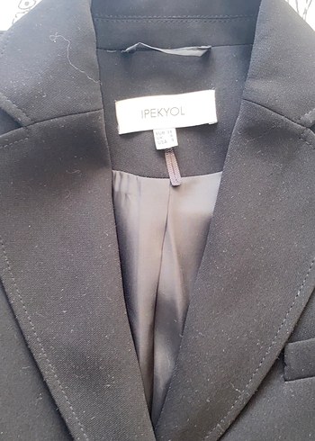 Uzun Siyah Kadın Blazer Ceket - Görsel 4