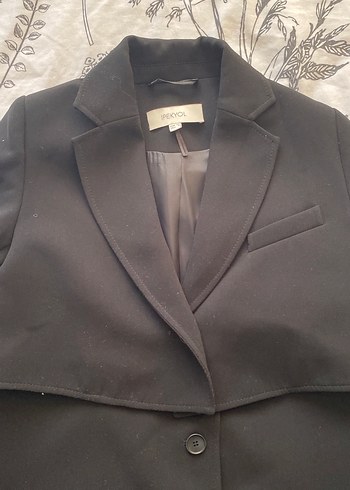 Uzun Siyah Kadın Blazer Ceket - Görsel 2