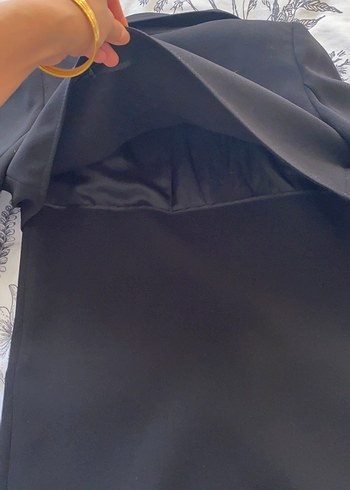 Uzun Siyah Kadın Blazer Ceket - Görsel 9