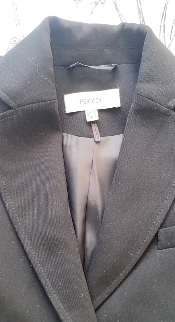 Uzun Siyah Kadın Blazer Ceket - Görsel 4