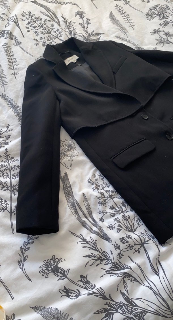 Uzun Siyah Kadın Blazer Ceket - Görsel 5