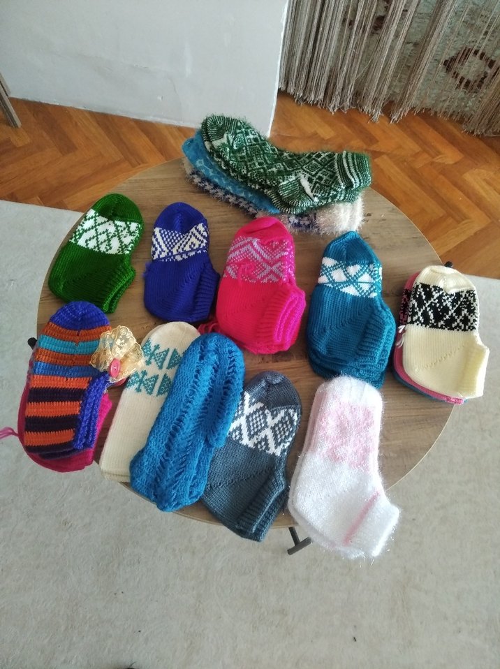 Renkli Kız Çorapları, Örgü Kumaş - Görsel 3