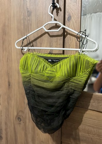 Zara Yeşil Pilili Straplez Mini Bustiyer