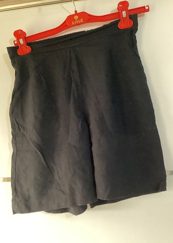 Siyah Keten Hamile Mini Şort - Görsel 3