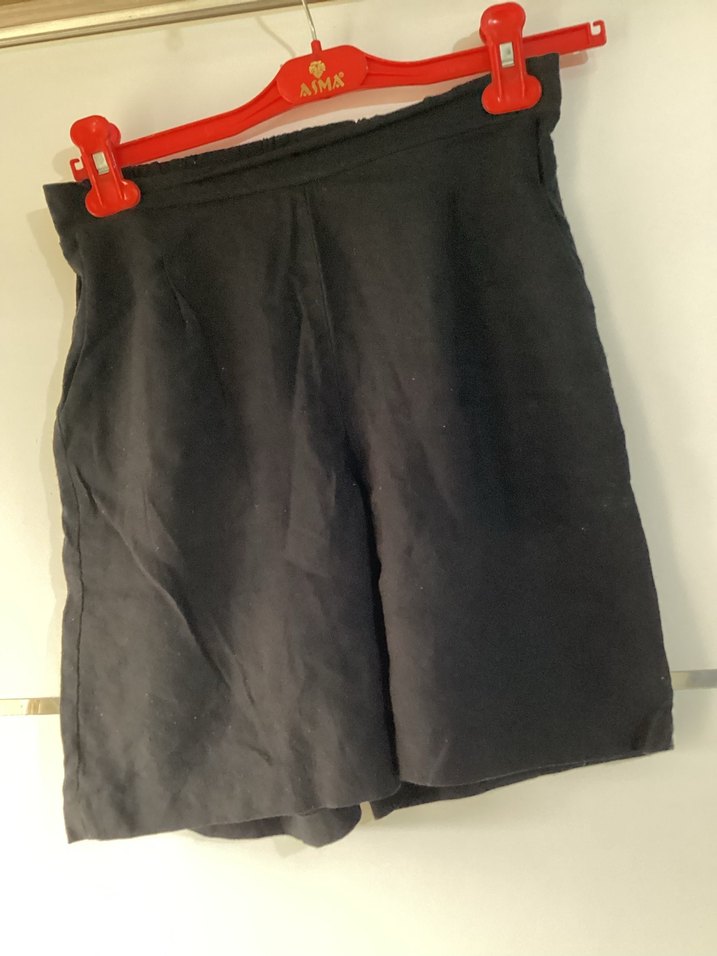 Siyah Keten Hamile Mini Şort - Görsel 3