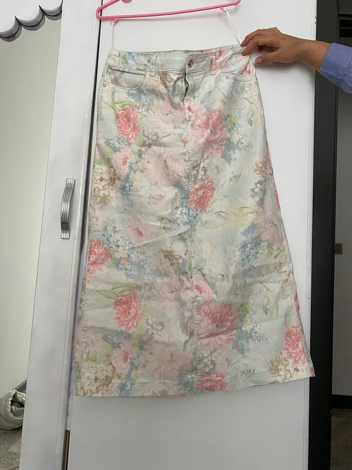 Düğmeli Bohem Midi Etek - Görsel 2