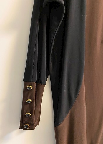 Drapeli Uzun Kollu Kahverengi Tunik - Görsel 3
