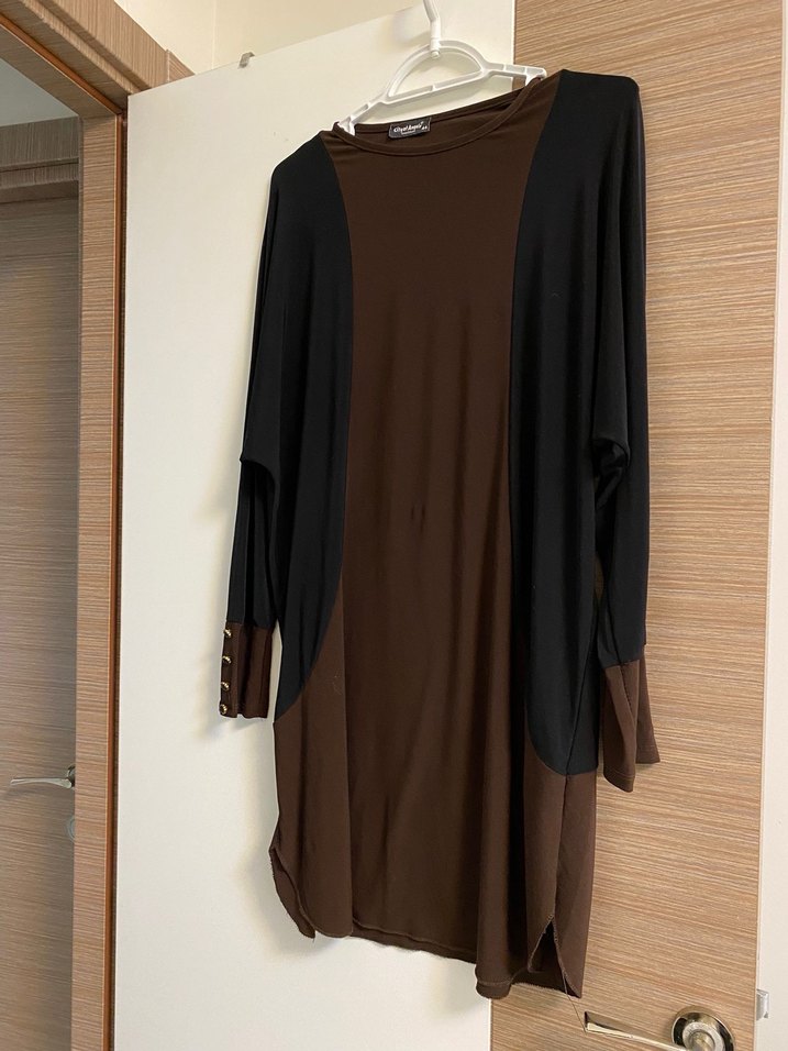 Drapeli Uzun Kollu Kahverengi Tunik - Görsel 2