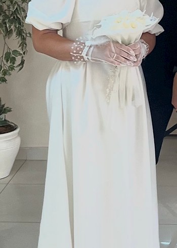 Uzun Beyaz Bohem Gelinlik - Görsel 4