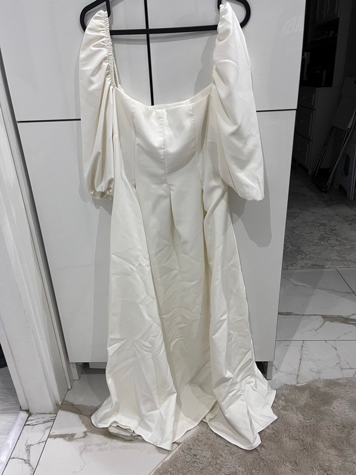 Uzun Beyaz Bohem Gelinlik - Görsel 5