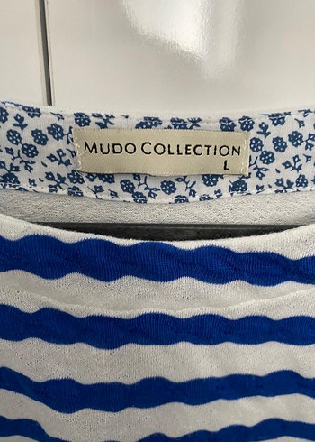 Mavi Beyaz Çizgili Uzun Kollu Kadın Bluz - Görsel 2